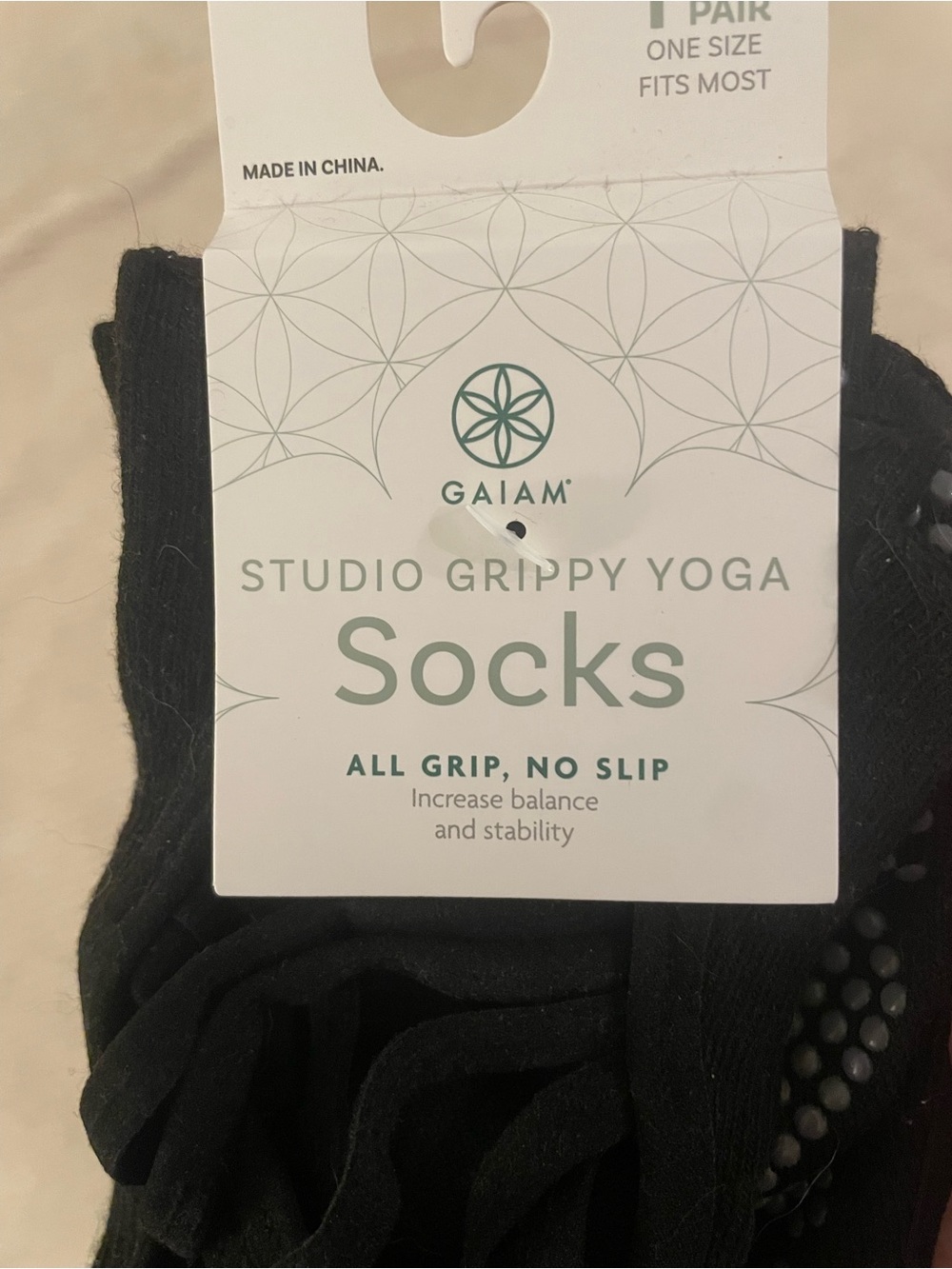 GAIAM Black Studio Grippy Yoga Socks with Non-Slip Dots
